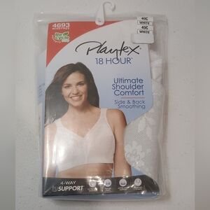 Playtex 18 Hour White Bra - Side & Back Smoothing Shoulder Comfort Size 40C
